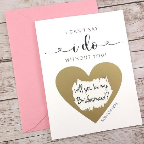 Scratch-off  bridesmaid proposal card