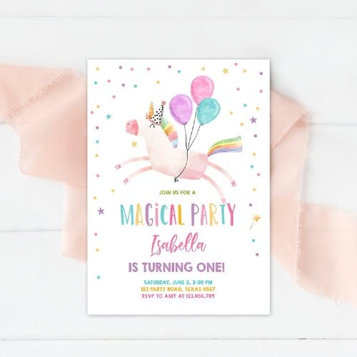Any Age Totally Customized! Unicorn Party Birthday INVITATION