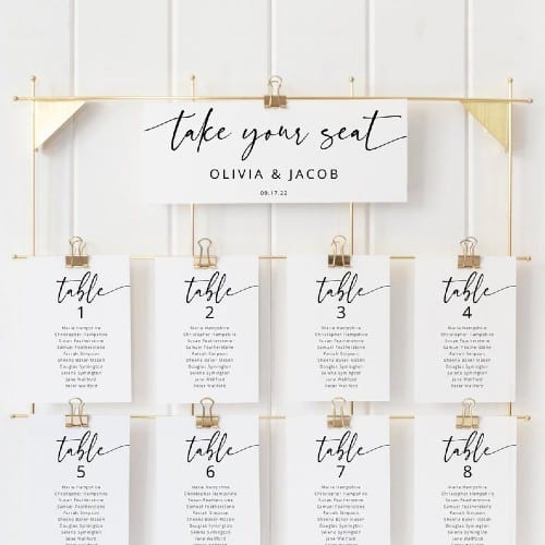 15 Unique Wedding Seating Chart Ideas, What Size Are Wedding Table Plans