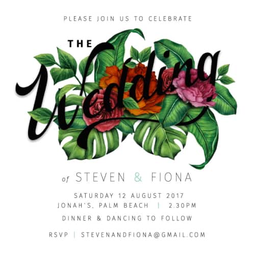 square floral wedding invitation