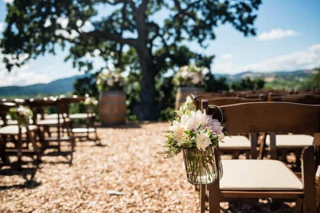 wedding seating with floral accents