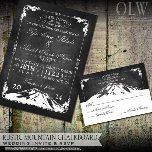 Chalkboard Mountains Wedding Invite