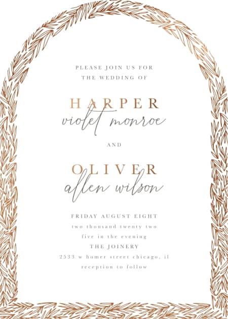 arch shaped wedding invitation