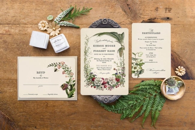 Vintage Botanical Wedding Invite