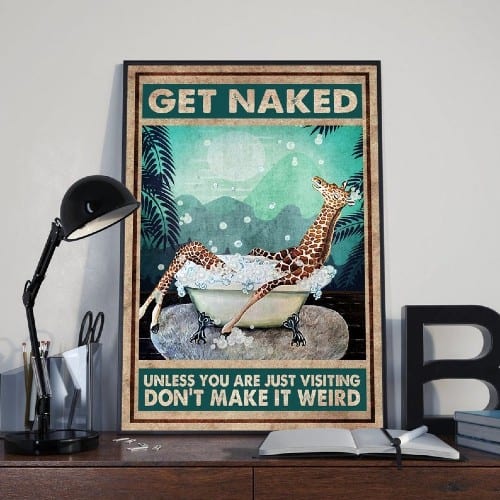 Naked Giraffe Poster Wall Art