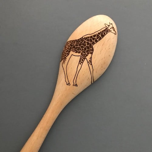 Giraffe Engraved Wooden Spoon