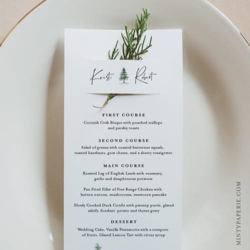 pine menu card