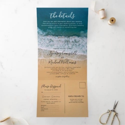 Beach Destination Wedding All in One Invite