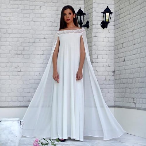 Chiffon Wedding Dress with Cape 