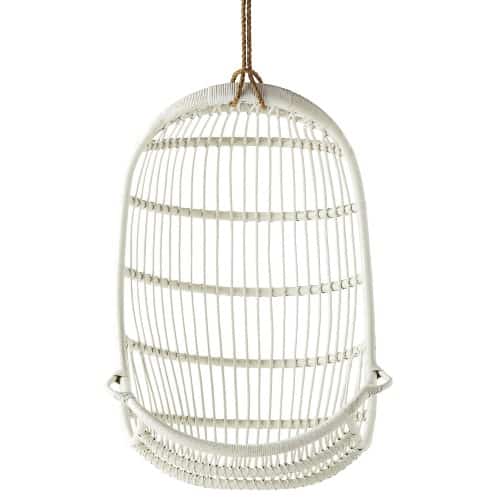All White Rattan Hanging Egg Chair