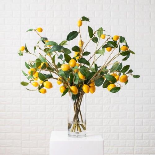 Lemon Tree Branches in Glass Vase