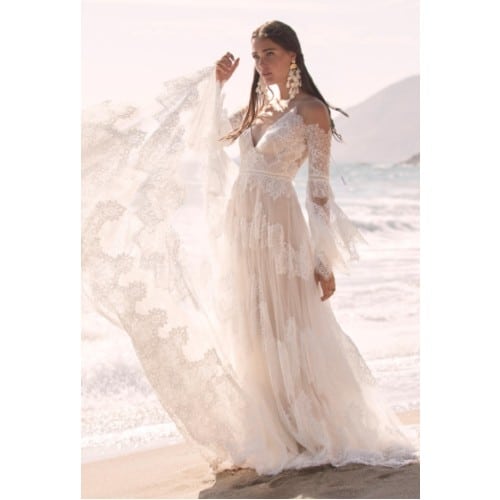 Boho Lace Chiffon Wedding Dress