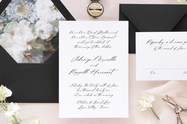 modern calligraphy wedding invite