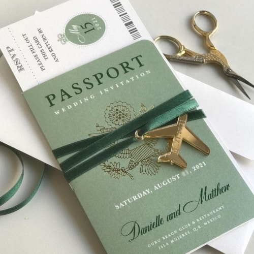 Printed Foil Passport & Boarding Pass Wedding Invite