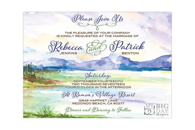 Watercolor Mountains Wedding Invite