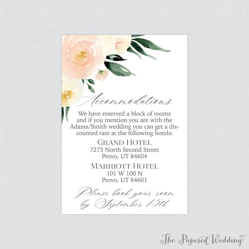 Floral Accommodation Card