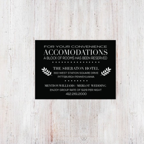 13 Tasteful Wedding Accommodation Cards for Stylish Lodging Details ...