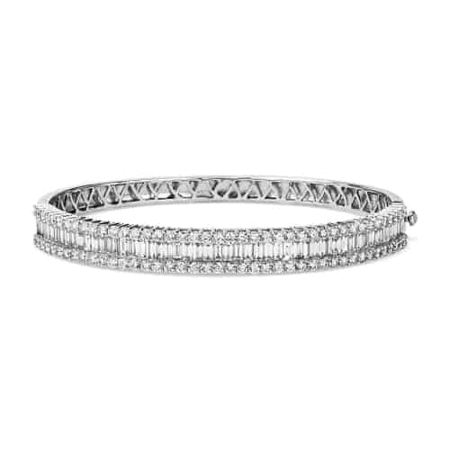 Round and Baguette Diamond Bangle