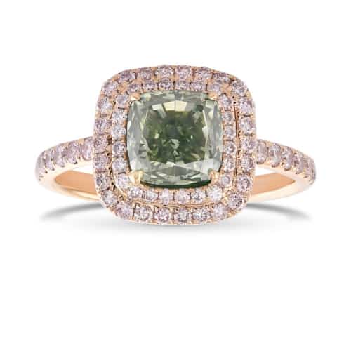 green diamond halo ring