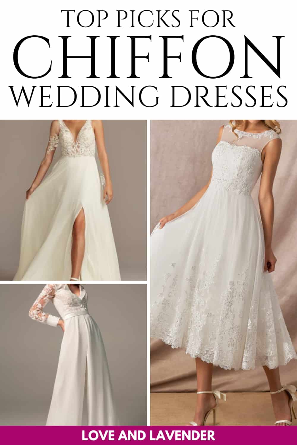 pinterest pin - chiffon wedding dresses