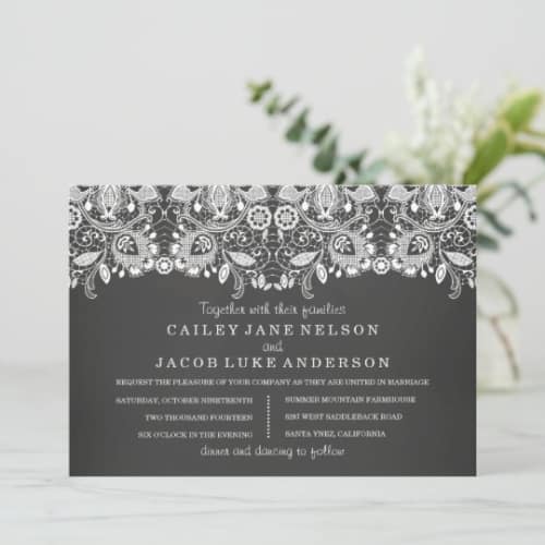 Black Chalkboard & Lace Wedding Invitation