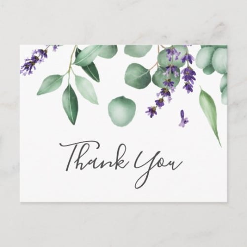 Rustic Lavender and Eucalyptus Wedding Postcard