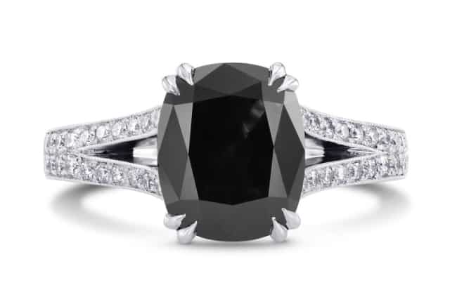 Natural Radiant Fancy Black Pave Diamond Ring