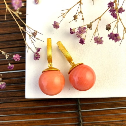 Coral Conch Pearl Earrings