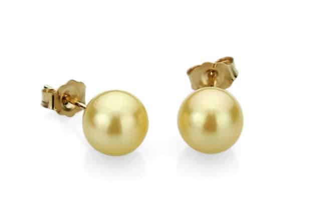 Genuine Akoya Golden Pearl Stud Earrings