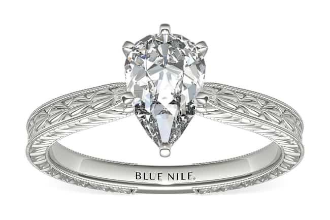 Hand-Engraved Solitaire Engagement Ring