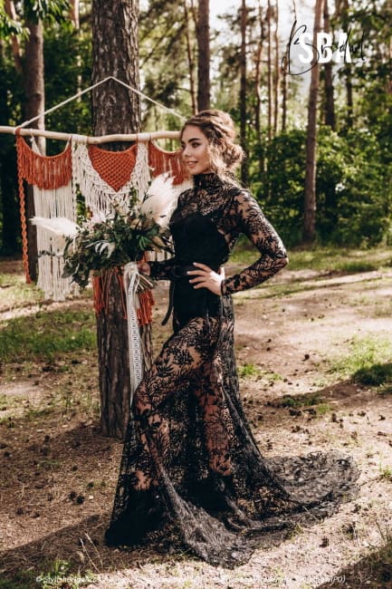 lace black bridal dress
