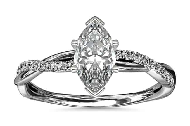 Petite Twist Marquise Diamond Engagement Ring
