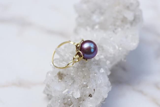 South Sea Purple Pearl Ring 