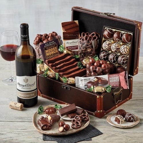 Chocolate Treasure Box with Wine