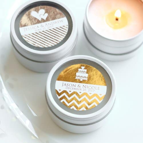 Personalized Metallic Foil Round Candle Tin