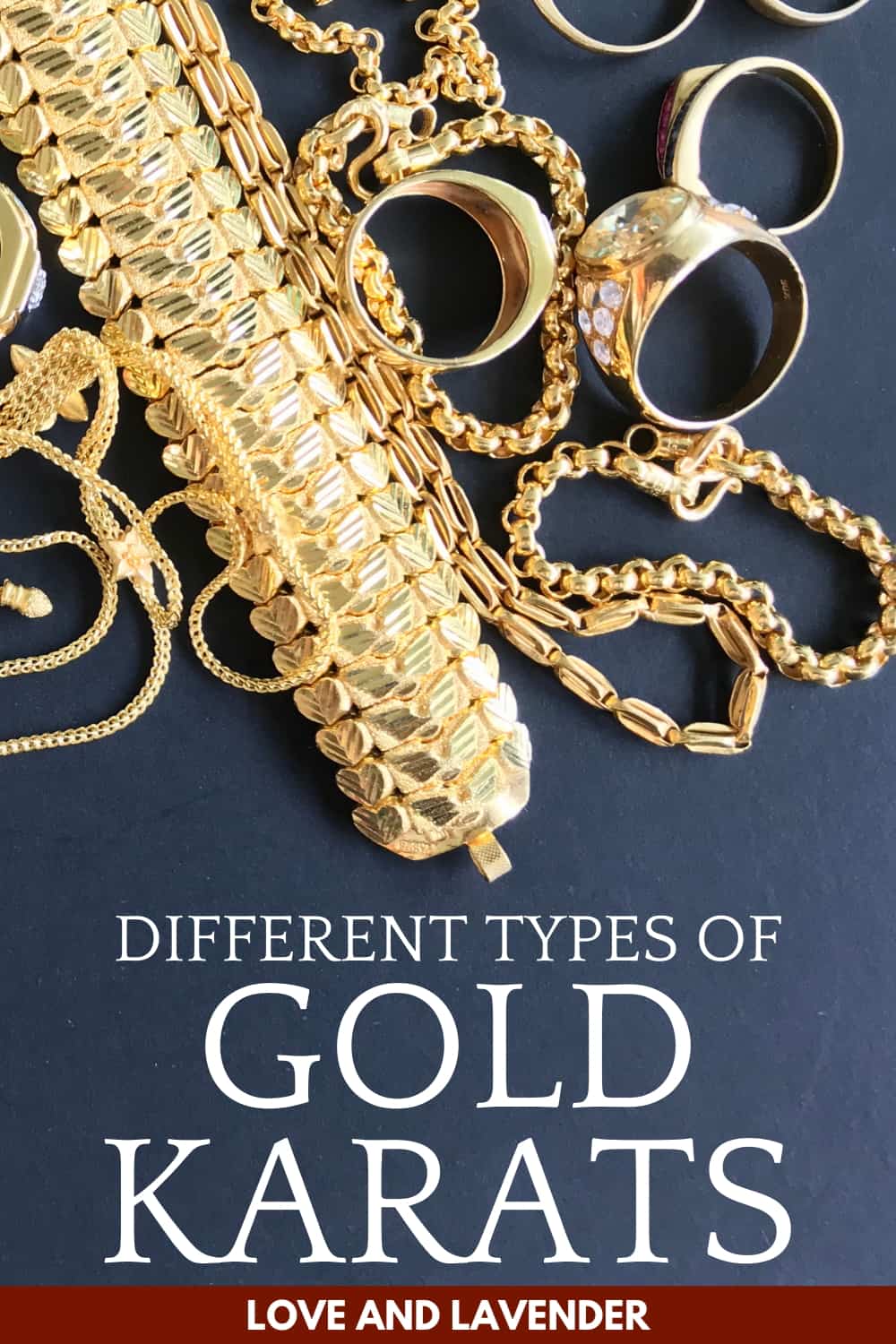 Pinterest pin - types of gold karats