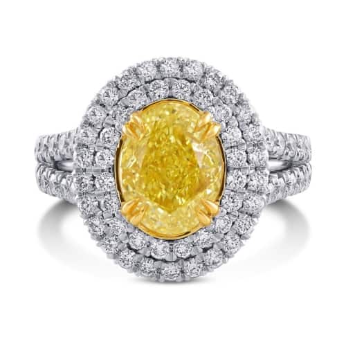 Intense Yellow Double Halo Diamond Ring