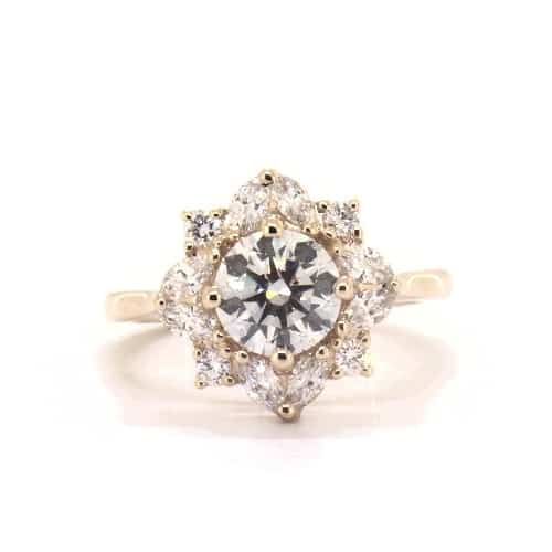 Lab-Created Diamond Marquise Halo Engagement Ring
