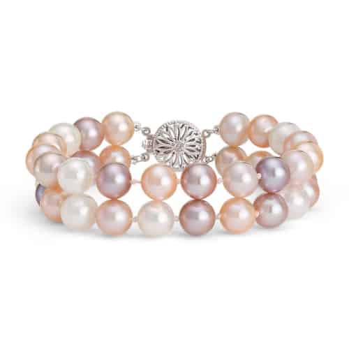 Double-Strand Multicolored Freshwater Cultured Pearl Bracelet