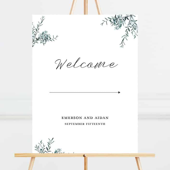 Fresh Sage Wedding Welcome Sign