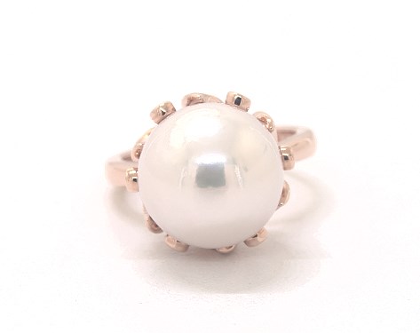 Freshwater Cultured Pearl And Diamond Ring