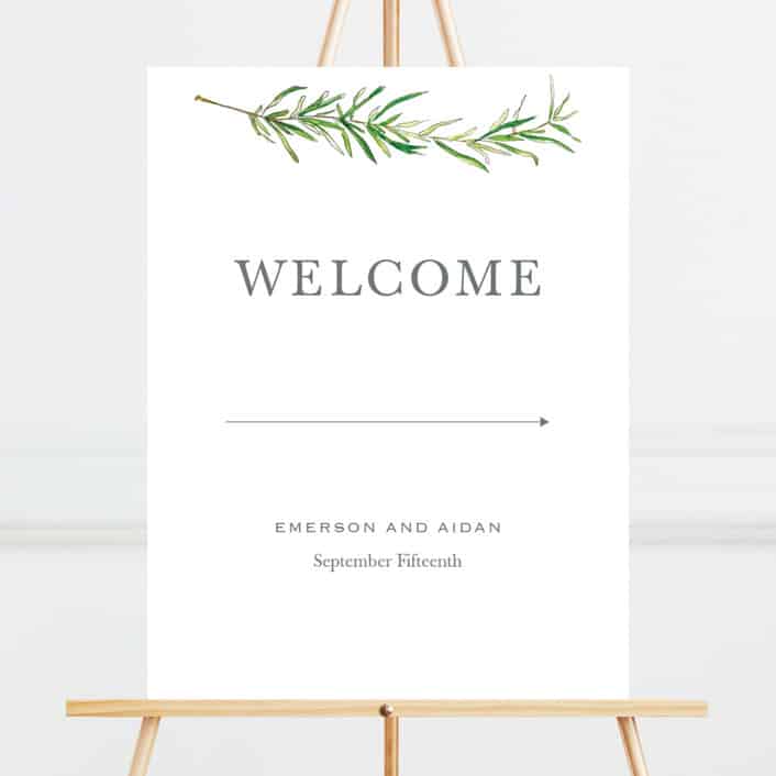 Simple Sprigs Wedding Welcome Sign