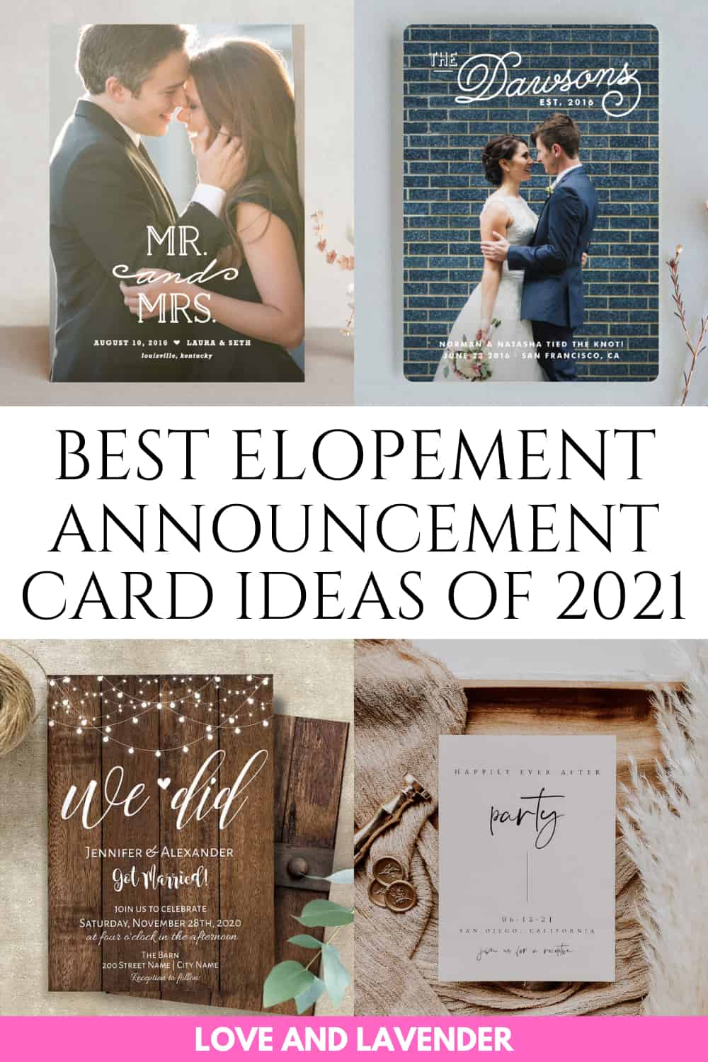 Pinterest pin - elopement announcement card ideas