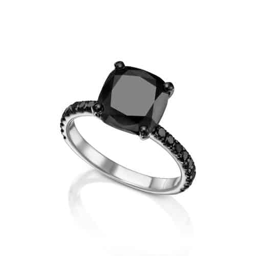 Cushion Cut Black Diamond Ring