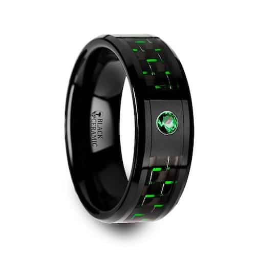 Emerald and Black Ceramic Ring