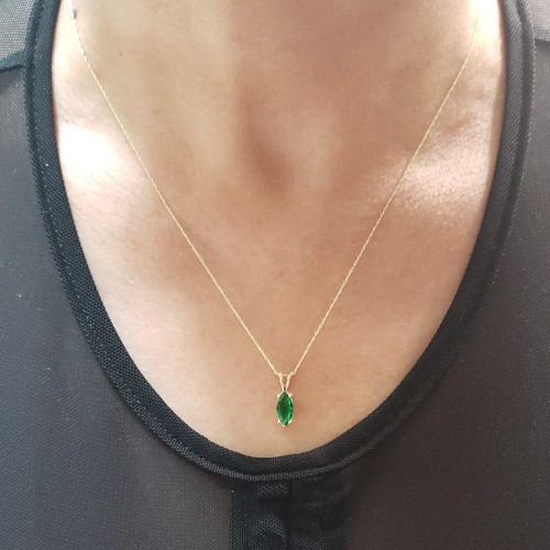 Marquise Emerald and Gold Pendant