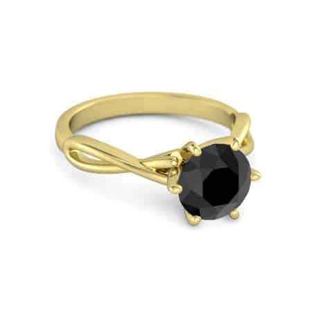 Round Cut Black Diamond Ring