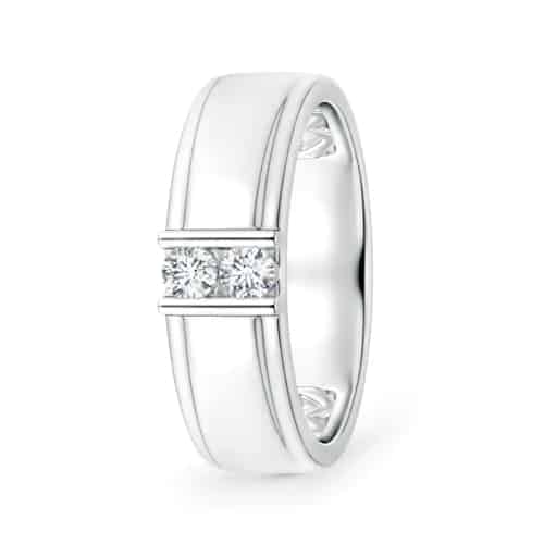 Channel Grooved Diamond Two Stone Ring