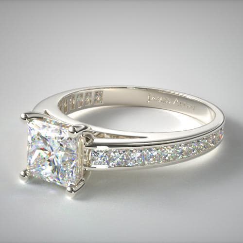 Channel Set Princess Shaped Diamond Engagement Ring