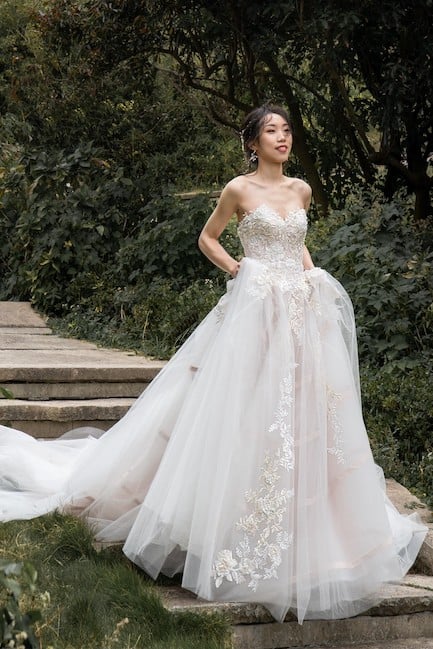 Princess Cathedral Train Tulle Wedding Dress